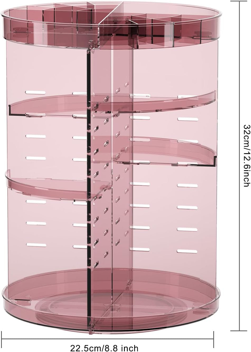 360 Rotating Makeup Organizer with Lipstick Slots, 8 Adjustable Layers Spinning