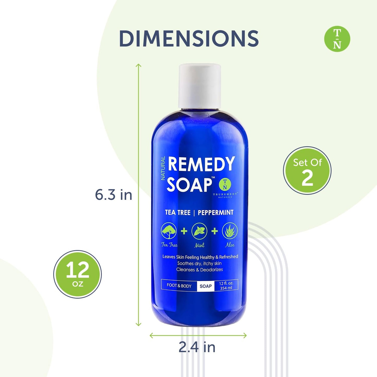 12Oz Tea Tree Oil Body Wash - Pack of 2 - Tea Tree Soap with Aloe and Peppermint