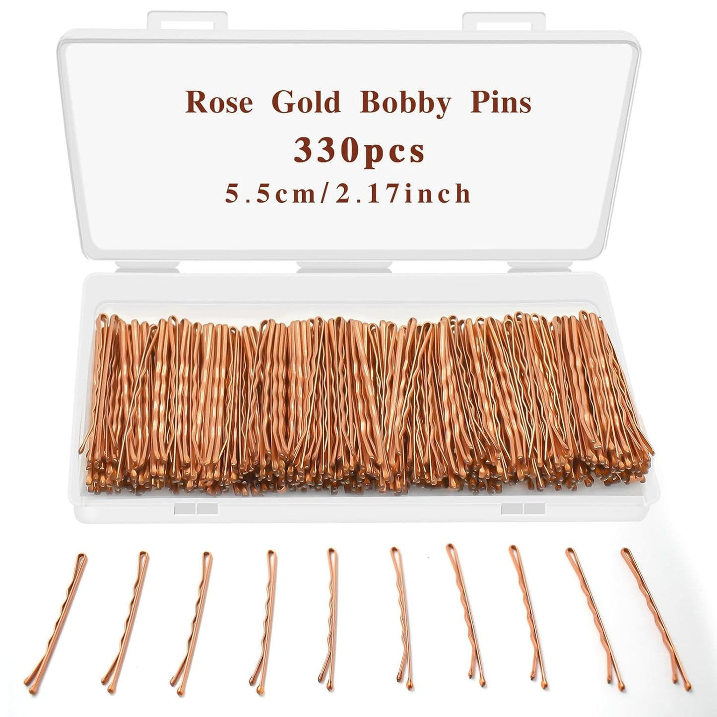 330 PCS Rose Gold Bobby Pins for Women Girls, 2.17 Inch Long Super Grip Blonde