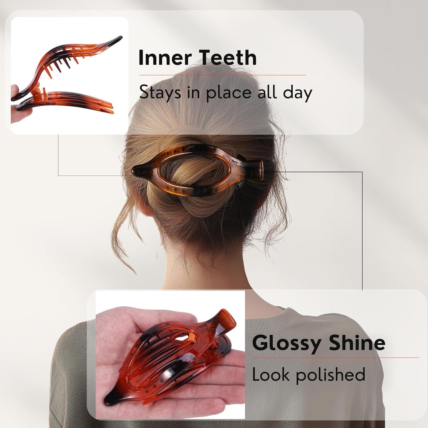 8 Pack Clear Flat Hair Clips – Matte Claw Clips for Women & Girls, Fresh Aesthet