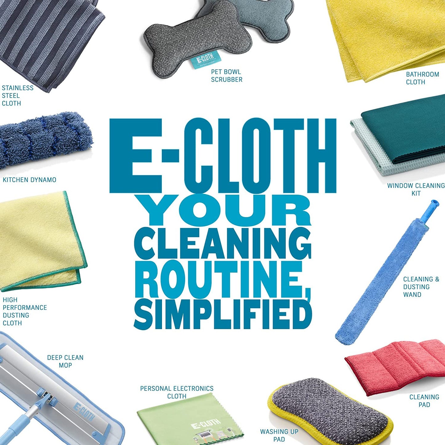 5-Pc Starter Pack- Microfiber Cleaning Cloth Set with Reusable Cleaning Cloth an