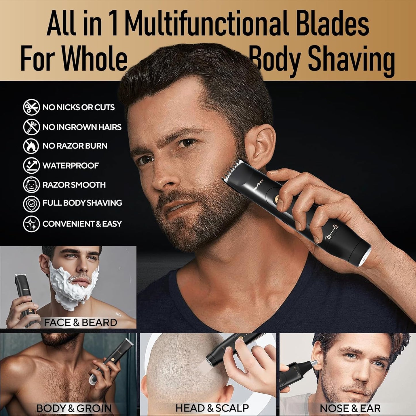 All in 1 Groin & Body Hair Trimmer for Men Bikini Trimmer Women Electric Ball Pu