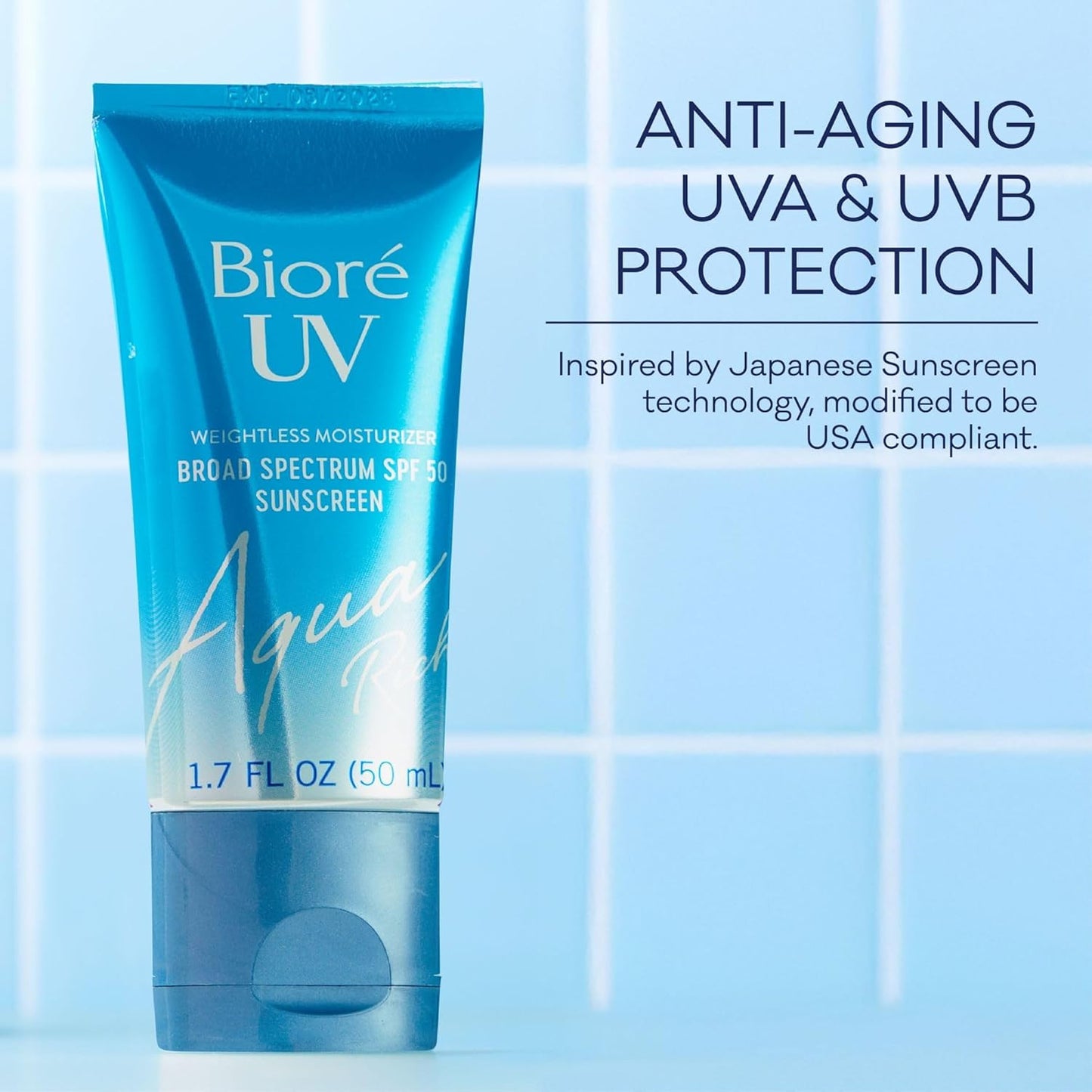 UV Aqua Rich Daily Hydrating Facial Moisturizer with SPF 50 | Oil Free Sunscreen