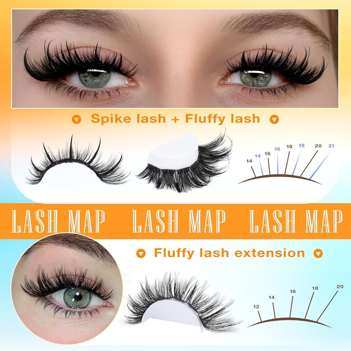 Volume Eyelash Clusters Kit with Spike Lash Cluster Bottom Individual Lash Exten