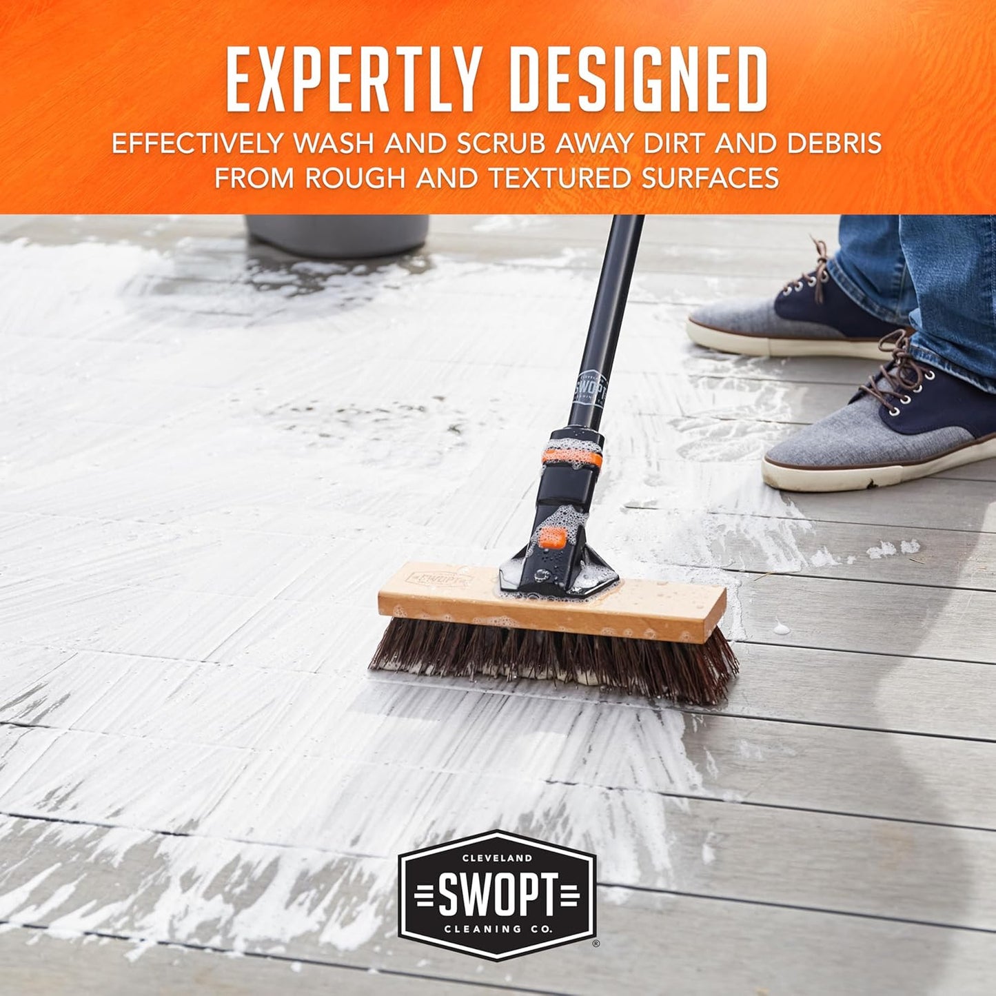 10' Premium Rough Surface Scrub Brush Head - Deck Brush for Rough and Textured S