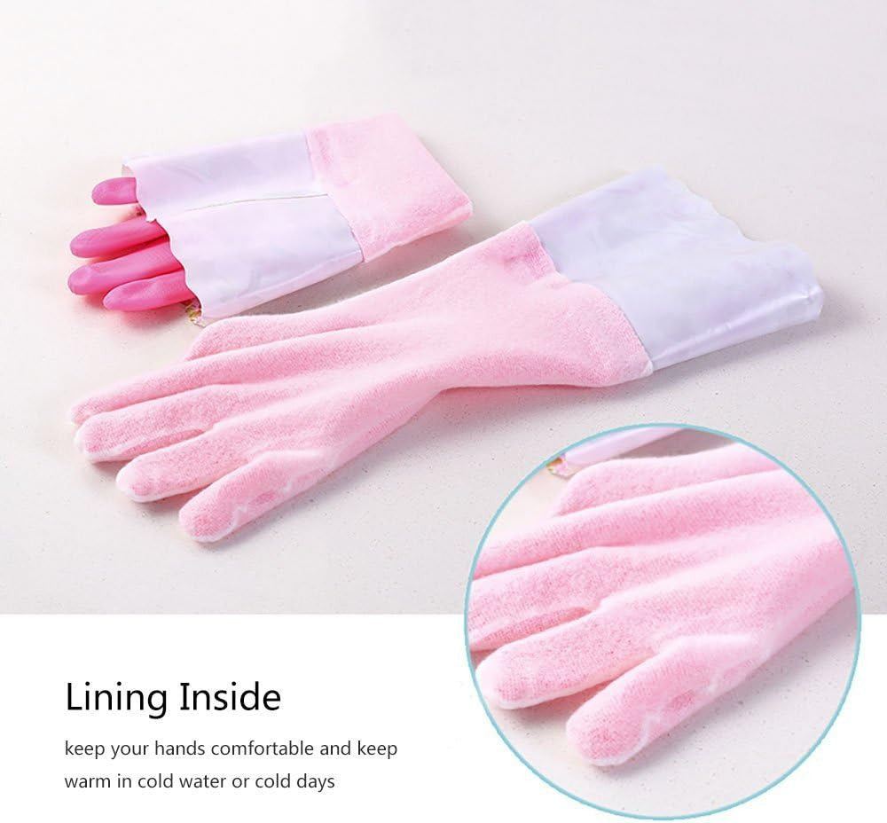 2 PAIRS Household Gloves Latex Free Cleaning Gloves with Soft Lining Long Cuff 1