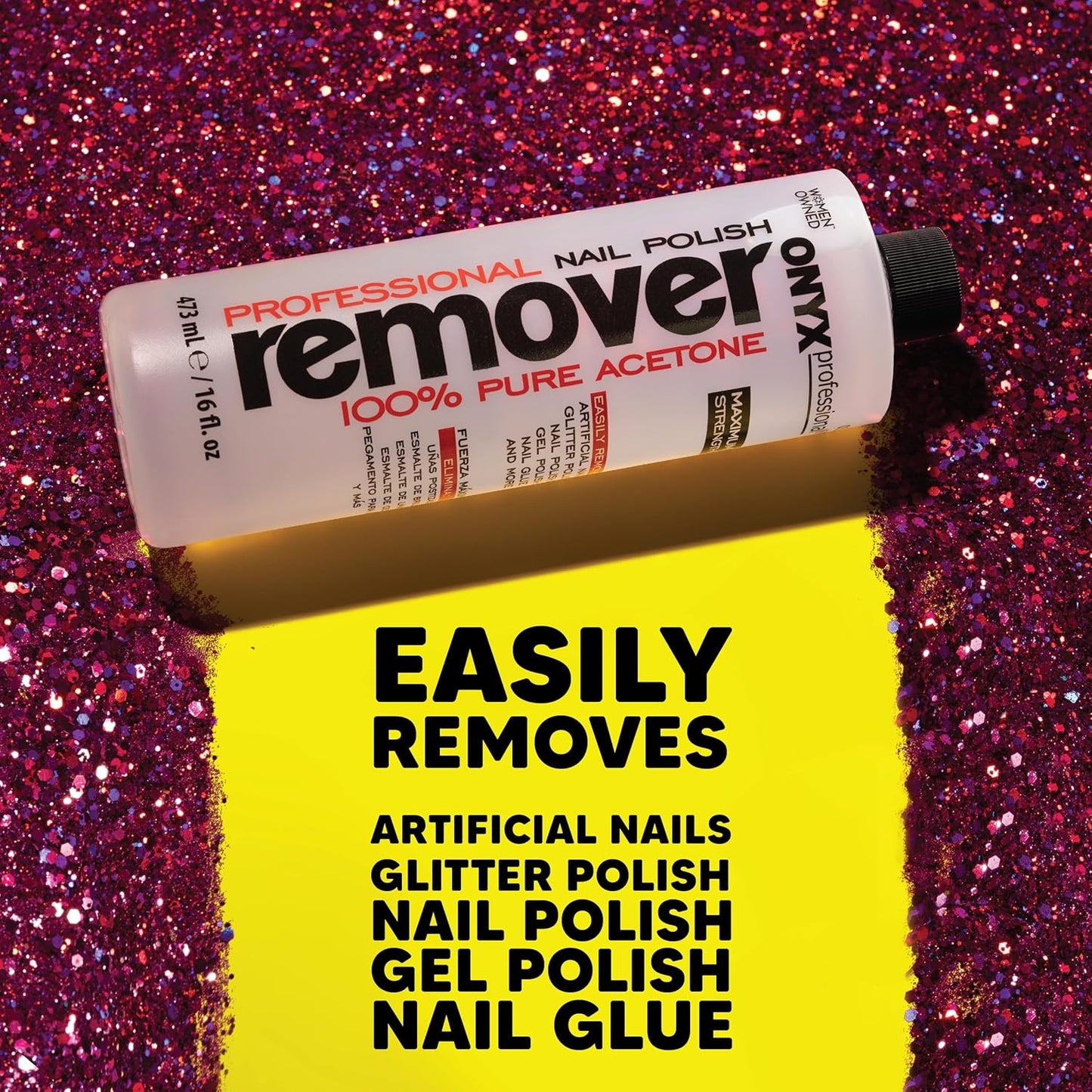100% Pure Acetone Nail Polish Remover Kit with 7 Inch Nail File, 16 Fl Oz - Made