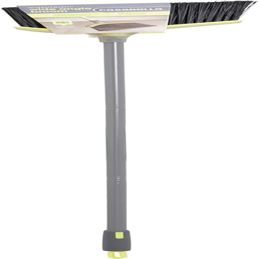 Wayclean Wide Angle Broom, Gray, Angled Head with Densely Packed Bristles, Perfe