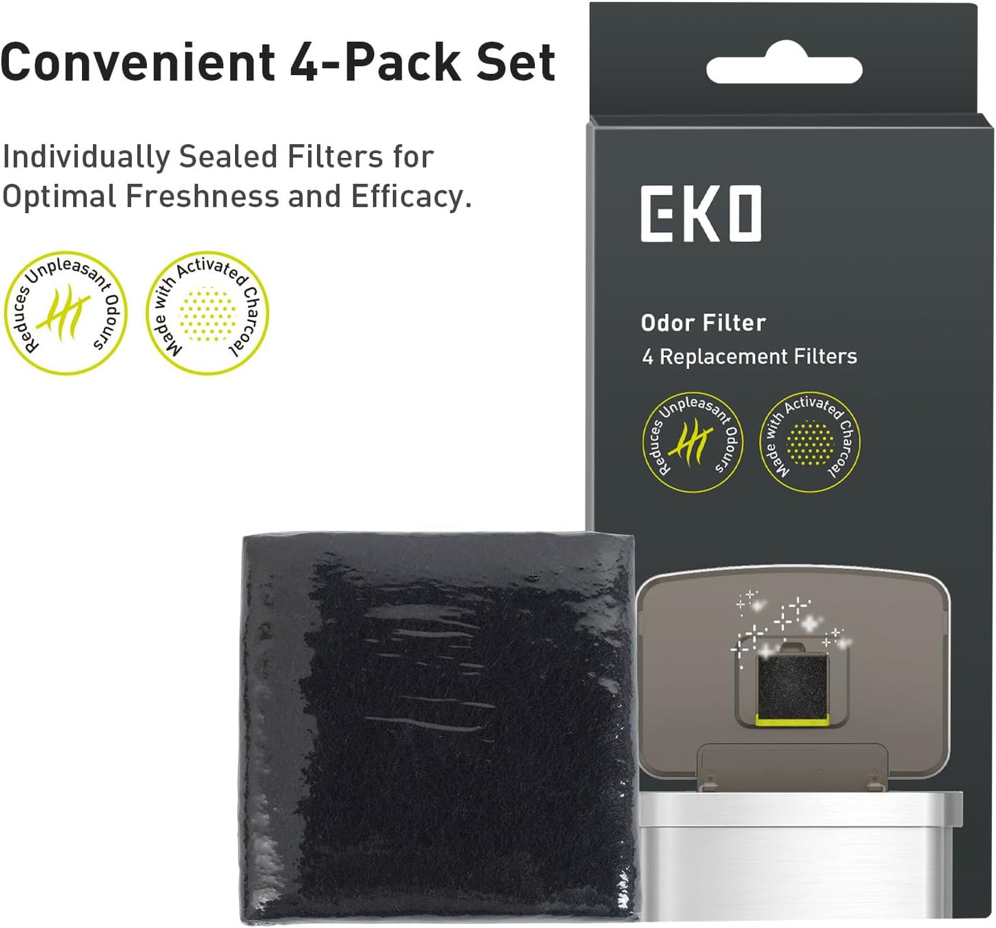 Trash Can Odor Filter Refills for Trash Can and Compost Bin, Activated Charcoal
