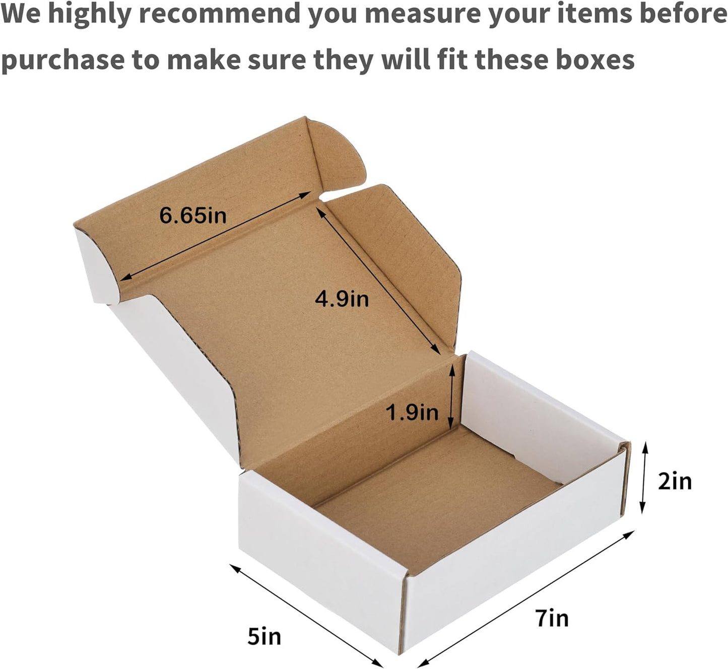 50 Pack 7X5X2 Inches Shipping Boxes, Kraft Corrugated Small Cardboard Boxes Mail