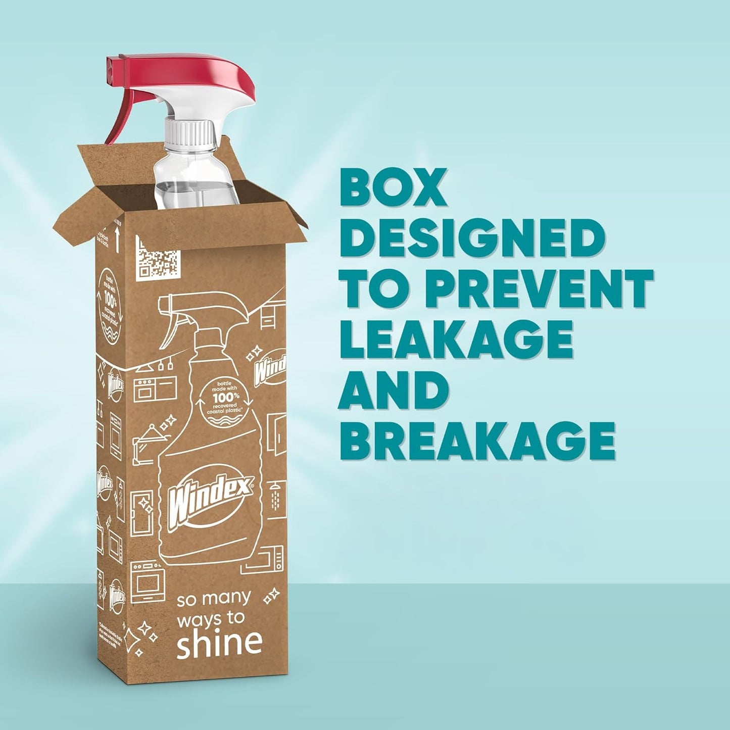 Vinegar Glass and Surface Cleaner Spray Bottle, Packaging Designed to Prevent Le