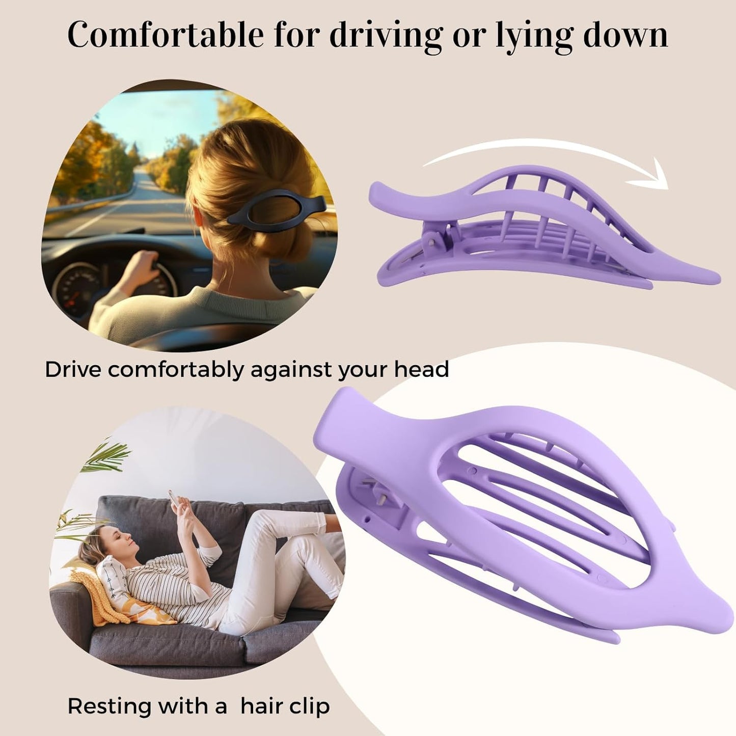 8 Pack Purple Flat Hair Clips – Cute Matte French Purple Claw Clips for Girls &