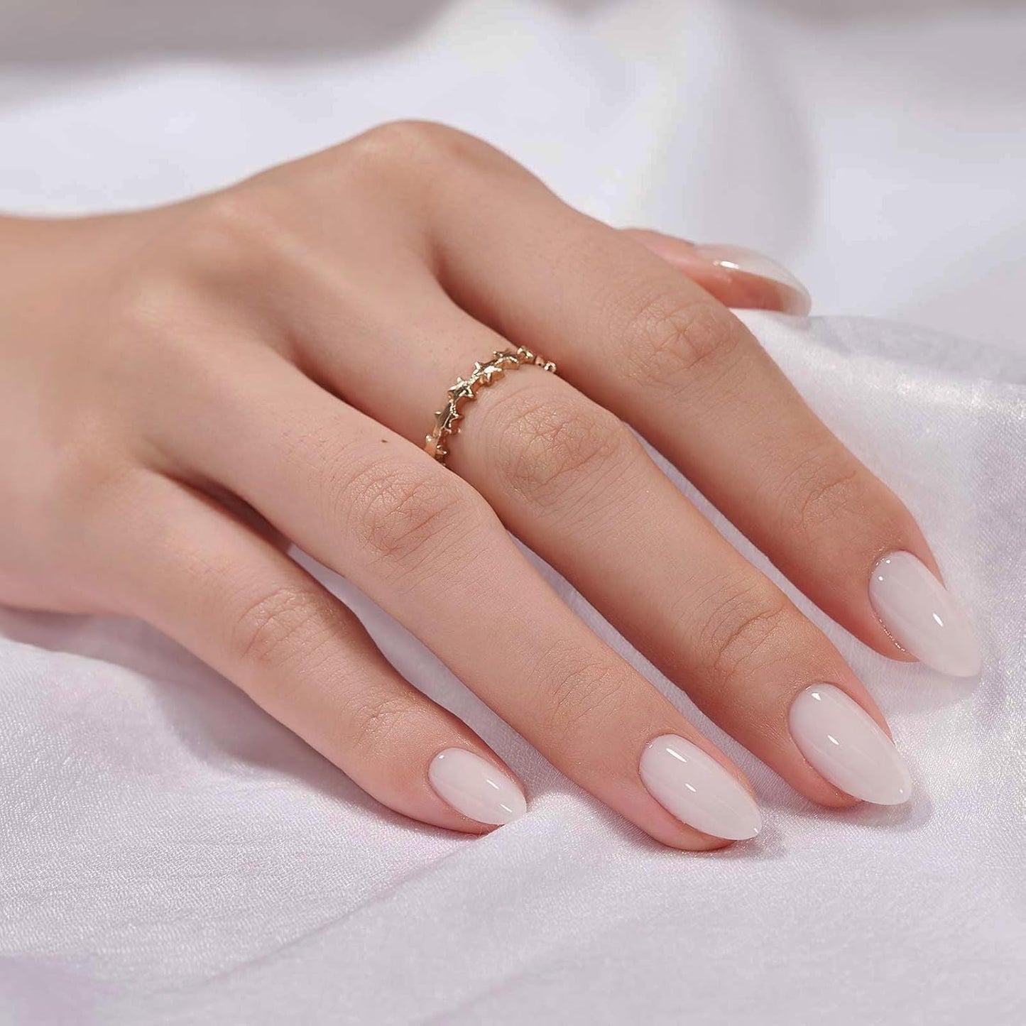 White Press on Nails Short - Soft Gel Press on Nails Almond, White Glue on Nails