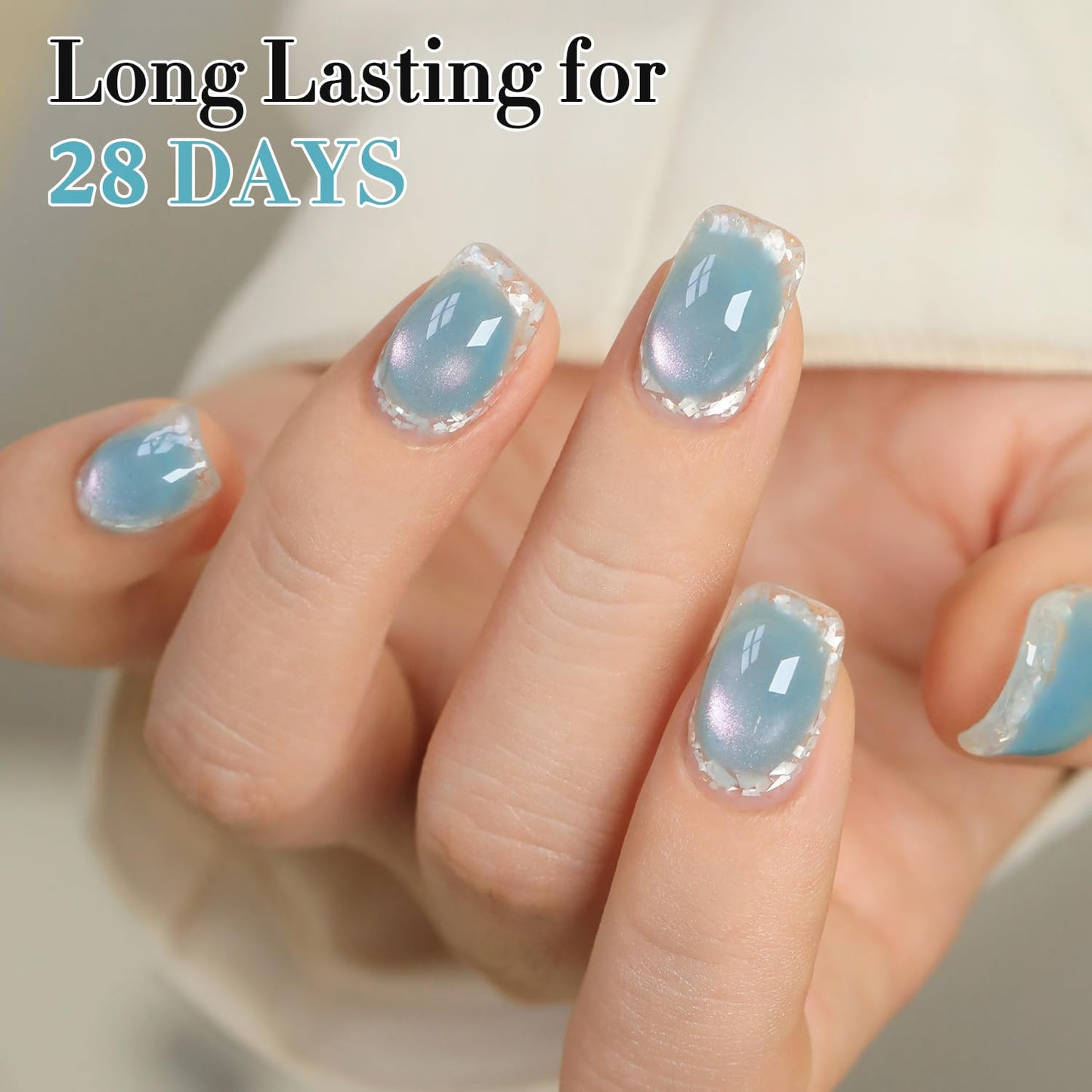 0.5 OZ Cat Eye Gel Polish with Magnet 15ML Holographic Glitter Shimmer Transluce