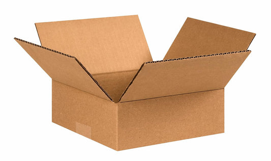 883 Flat Corrugated Cardboard Box 8" L X 8" W X 3" H, Kraft, for Shipping, Packi