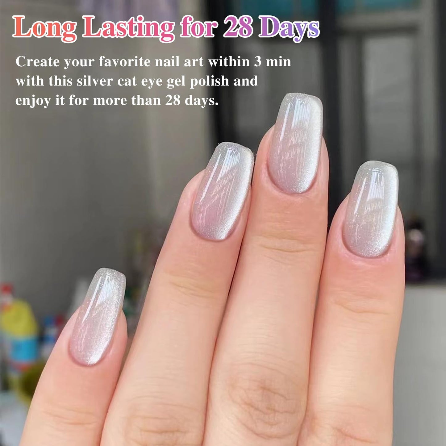 0.5 OZ Cat Eye Gel Polish with Magnet 15ML Holographic Glitter Shimmer Transluce