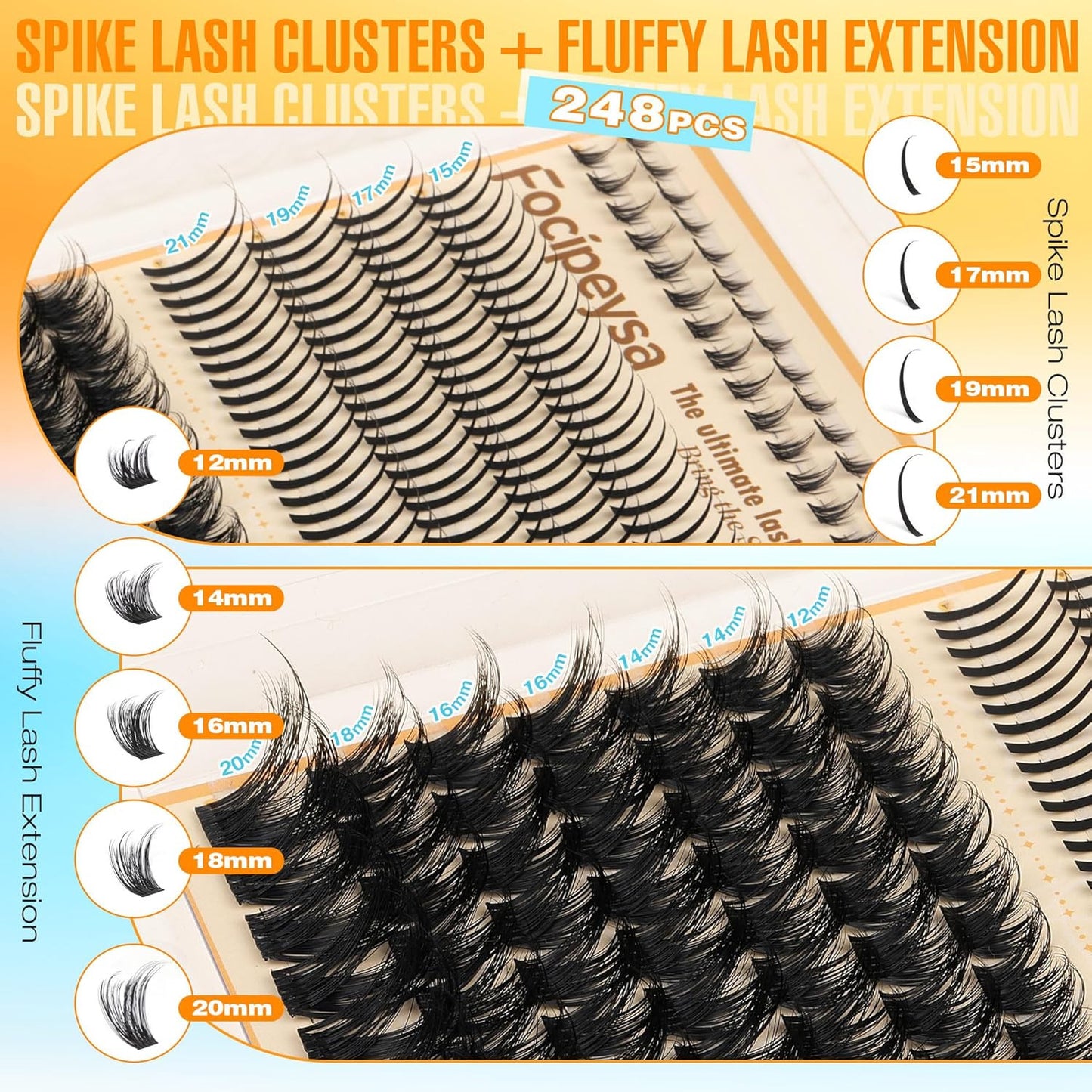 Volume Eyelash Clusters Kit with Spike Lash Cluster Bottom Individual Lash Exten
