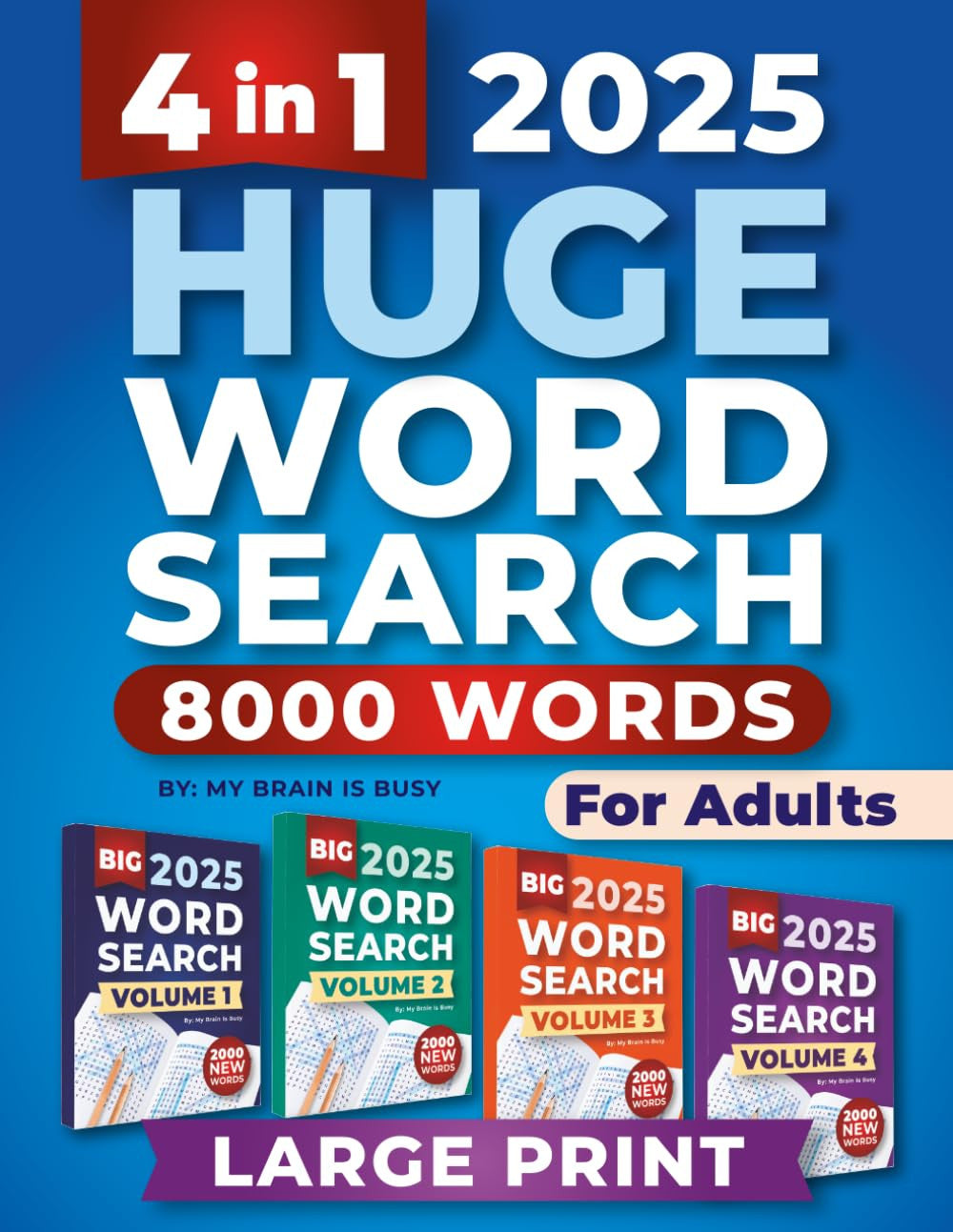 4 in 1 HUGE Word Search Books for Adults: Large Print Word Find Puzzles for Seni