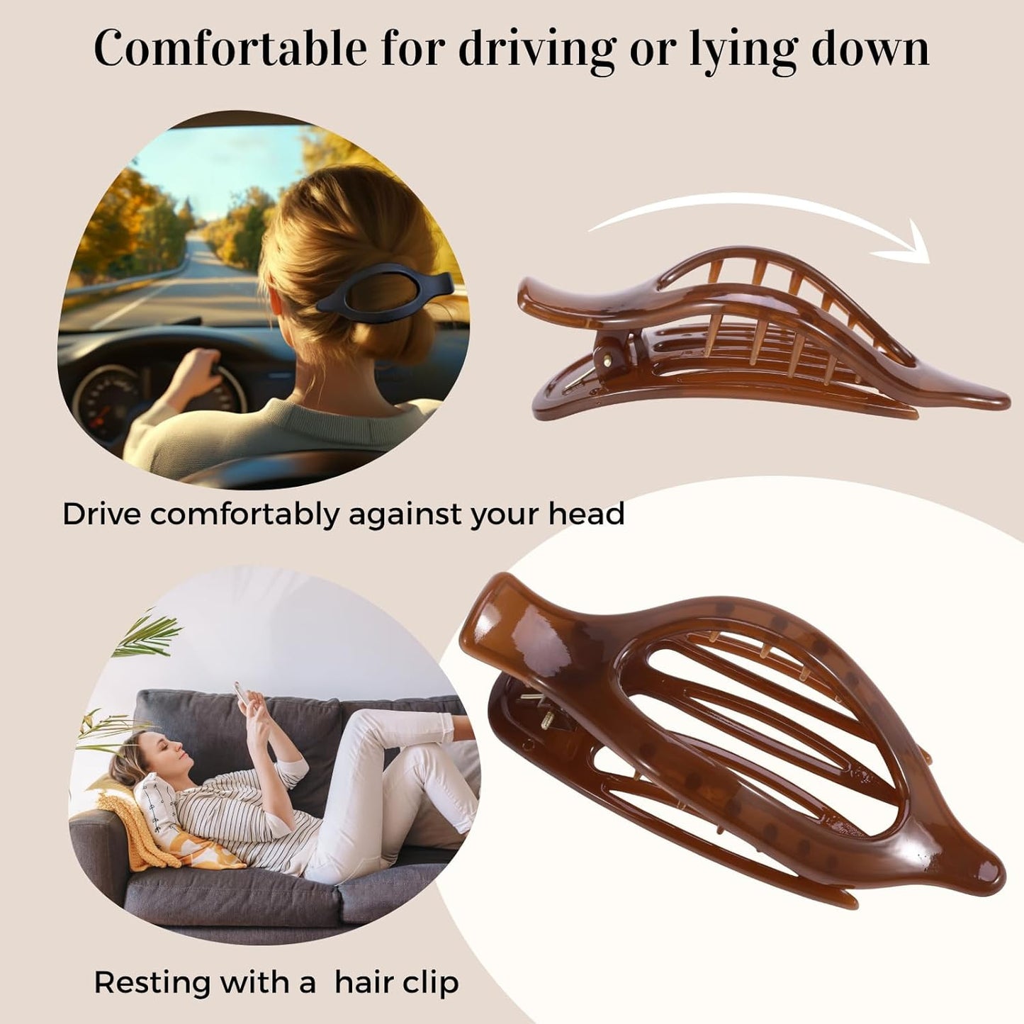 8 Pack Jelly Style Flat Hair Clips – Translucent Claw Clips in Pink, Brown, Beig