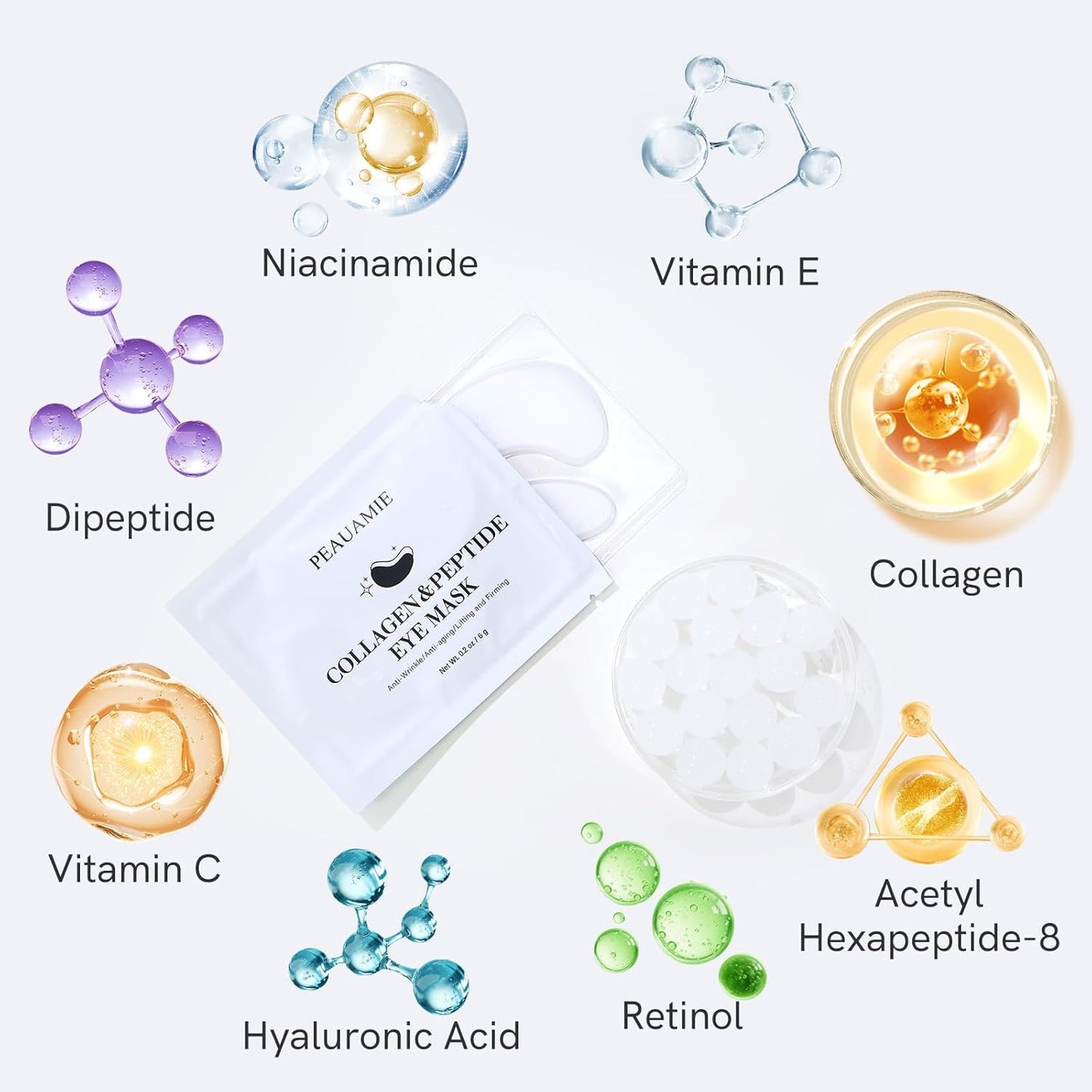 Under Eye Patches with Collagen and Peptide Eye Mask for Dark Circles and Puffin