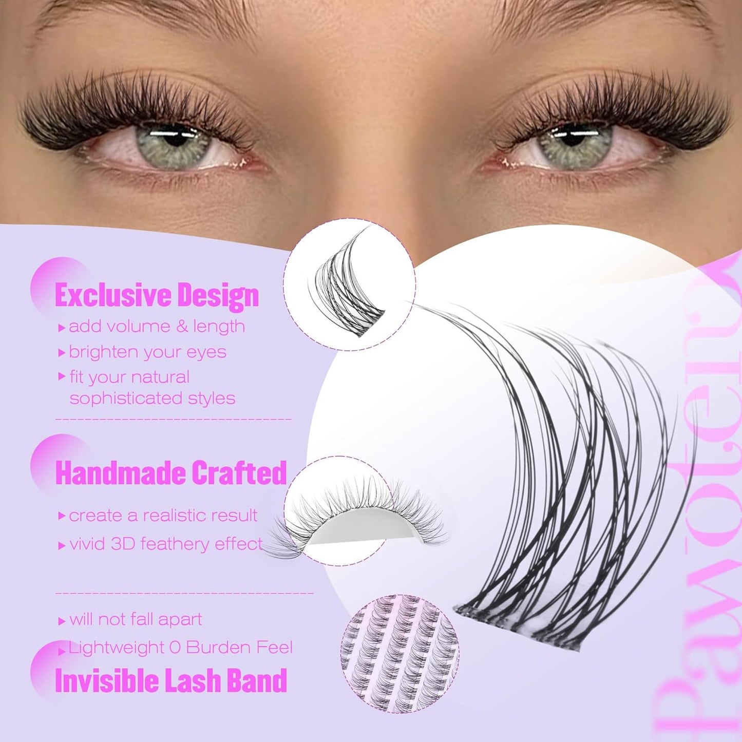 Wispy Lash Clusters Natural Eyelash Clusters Invisible Band Individual Lashes 8-