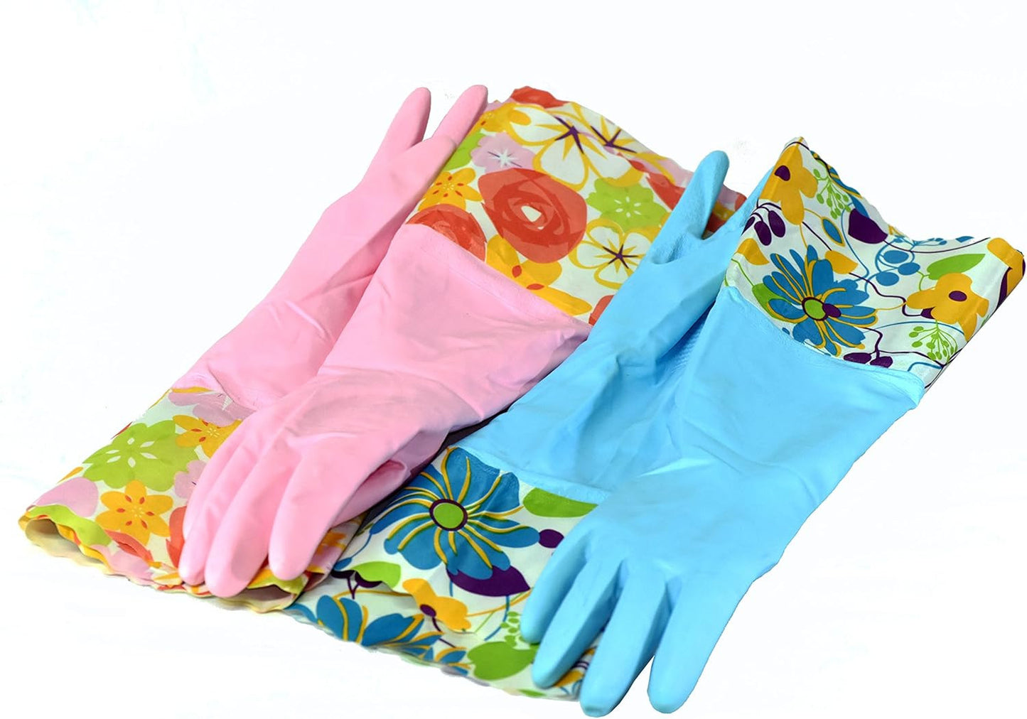 2 PAIRS Household Gloves Latex Free Cleaning Gloves with Soft Lining Long Cuff 1
