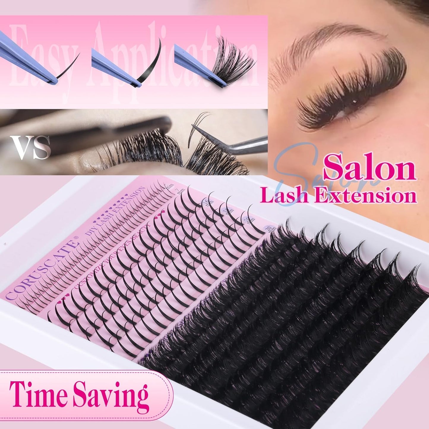 100D Lash Clusters Kit with Bottom Lashes Spikes DIY Lash Extension Kit Thick Cl