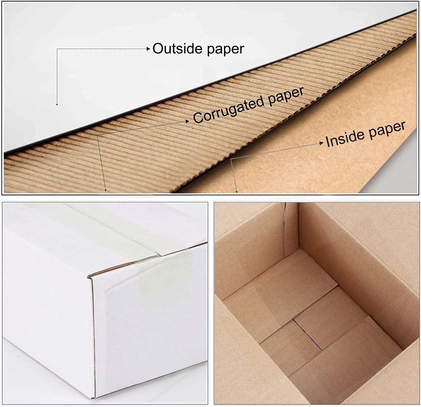 10X7X5 Inches Shipping Boxes Set of 25, White Corrugated Cardboard Box for Maili