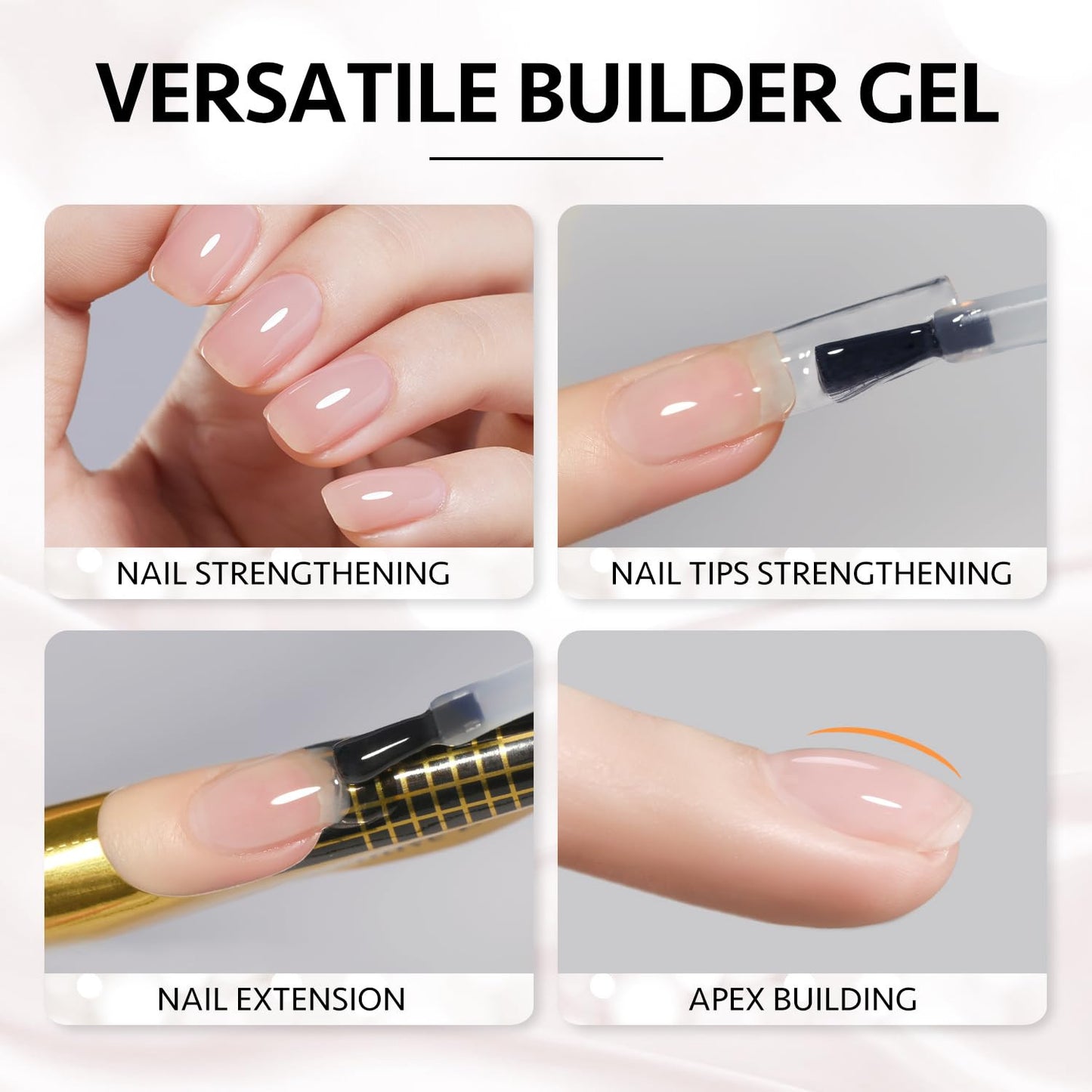 6 Colors Builder Gel Set for Nails, Milky White Pink Nude Sheer Jelly Nail Stren