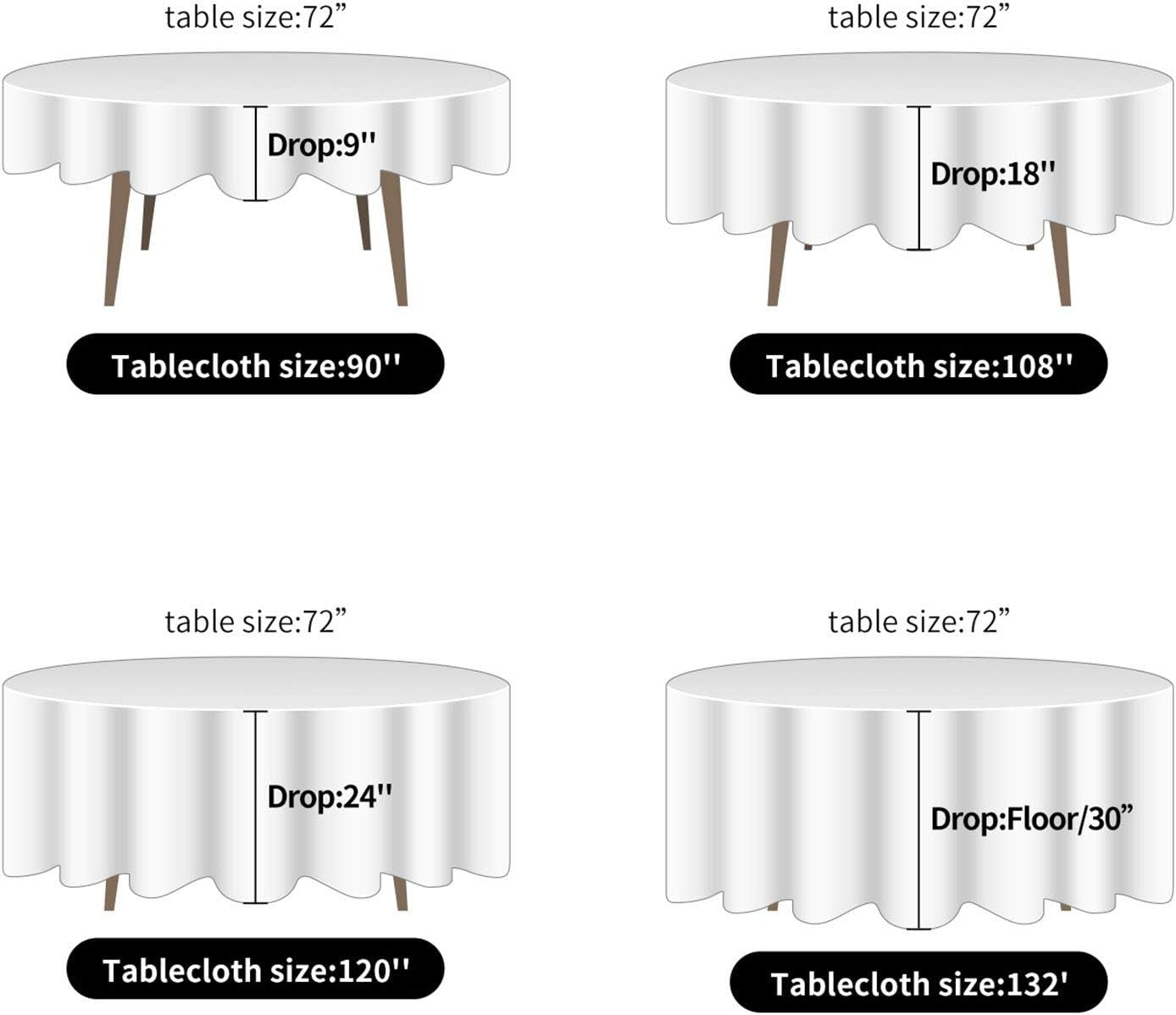 2Pack 120 Inch Gold round Tablecloth in Washable Polyester Fabric for Wedding/Ba