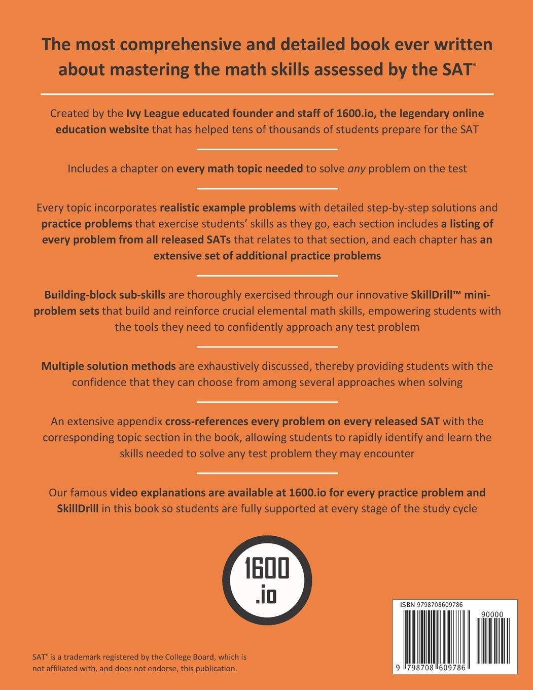 1600.Io SAT Math Orange Book Volume I: Every SAT Math Topic, Patiently Explained