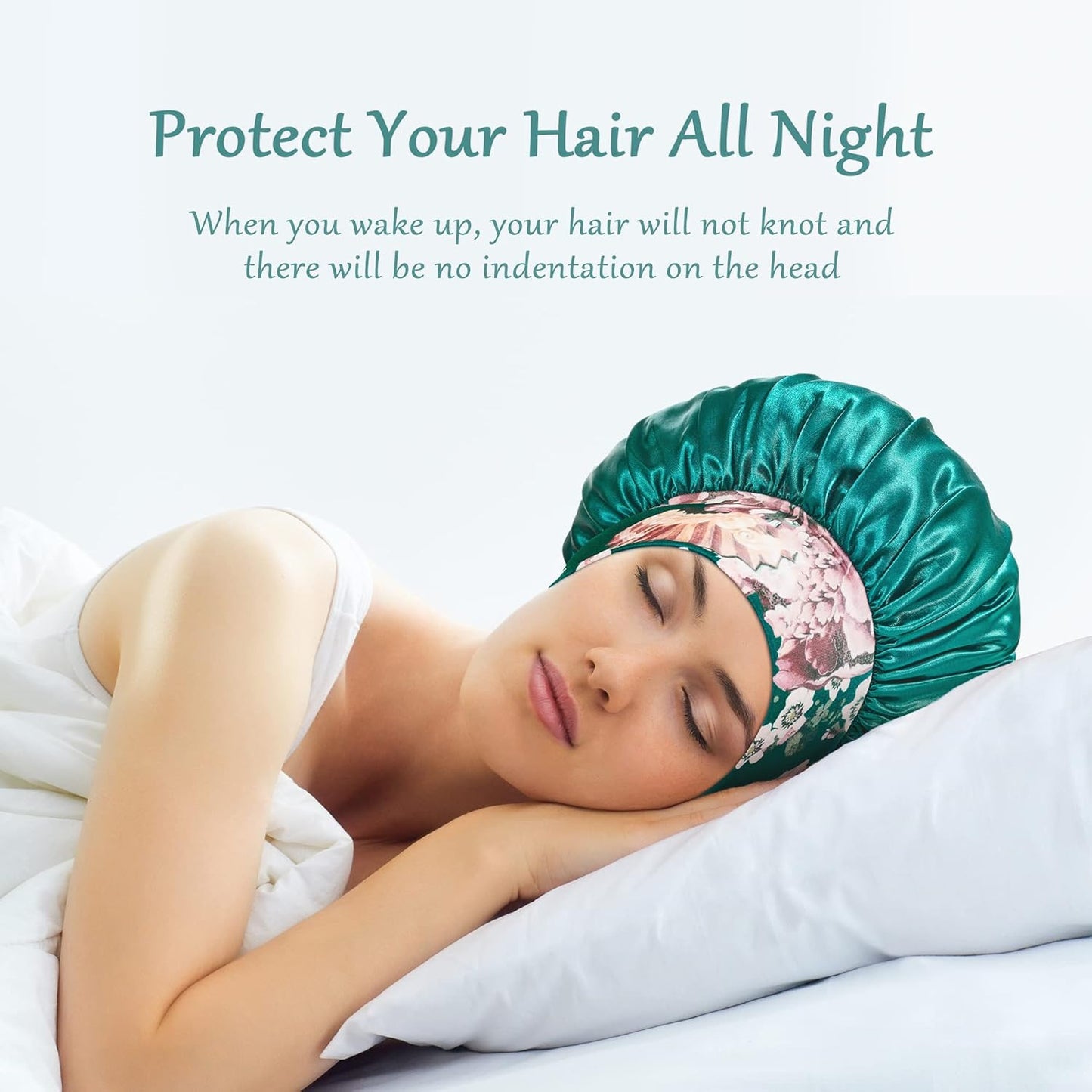 3 Pack Satin Bonnet Silk Hair Bonnet for Sleeping, Sleep Bonnets for Women Large
