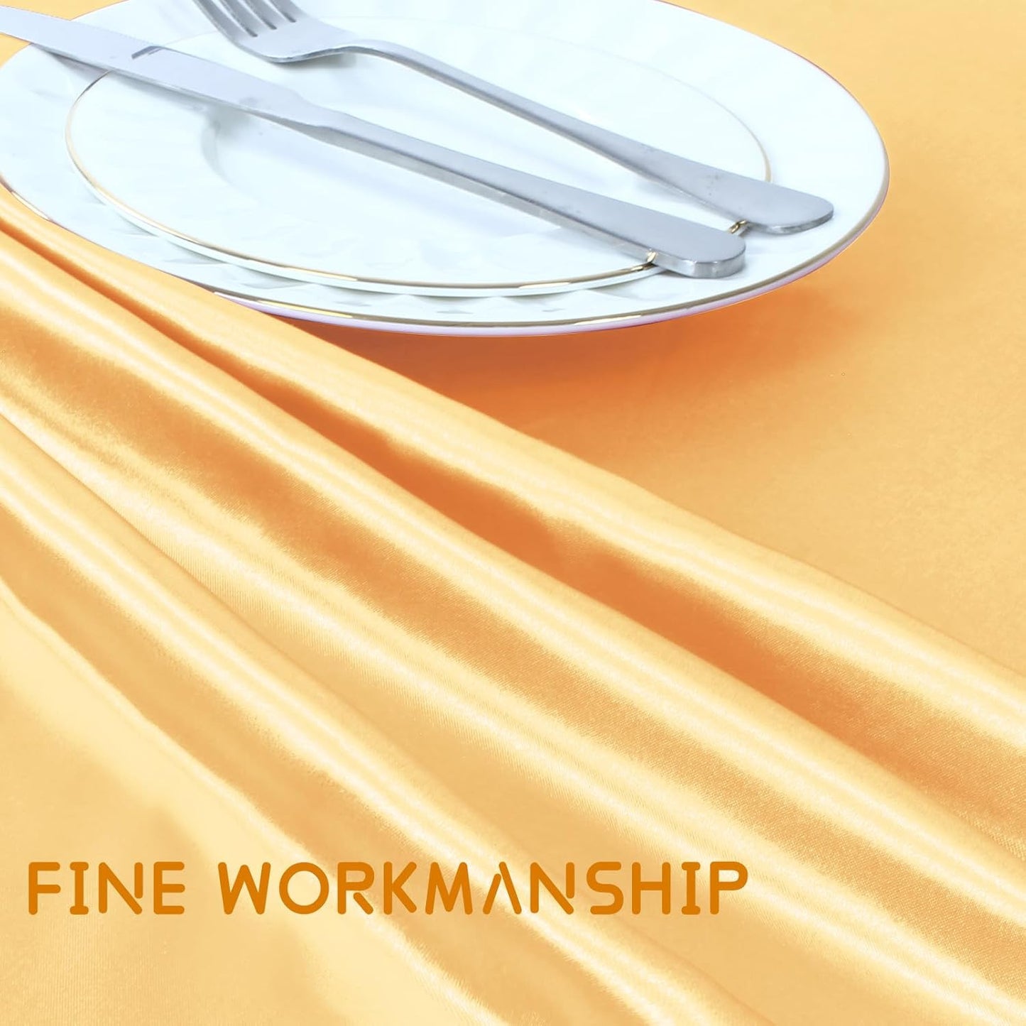 10 Pack 90 Inch Gold round Satin Tablecloths round Satin Table Cloths, Overlay S