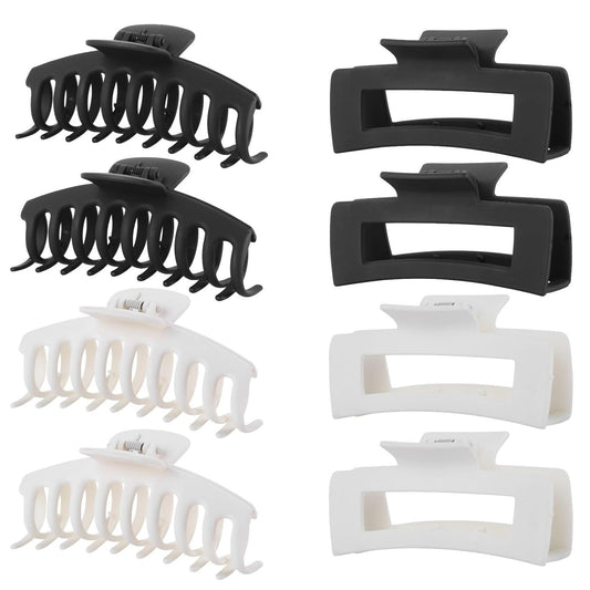8 Pack White and Black Hair Clips for Women 4.3 Inch Large Hair Claw Clips for W