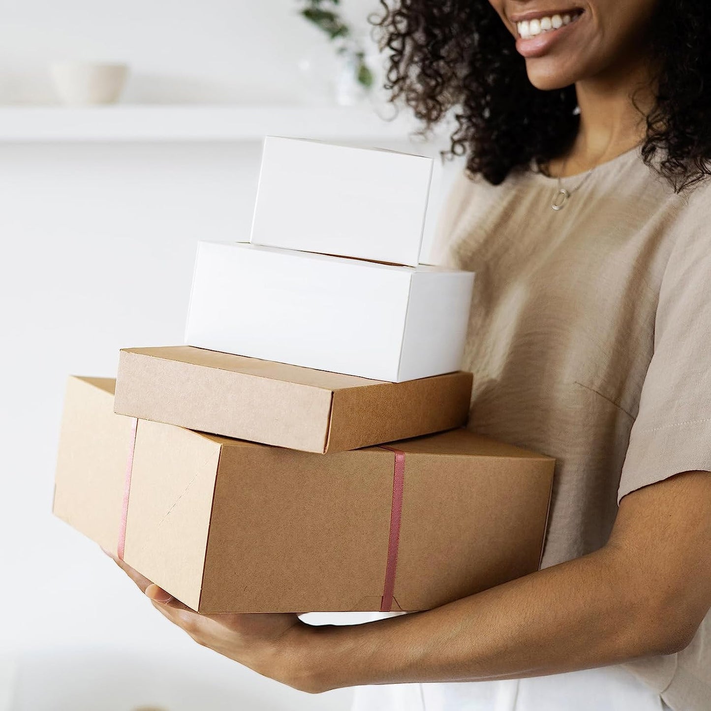 7X5X2 Small Mailing Boxes - 25 Pack Brown Shipping Boxes for Small Business, Cor