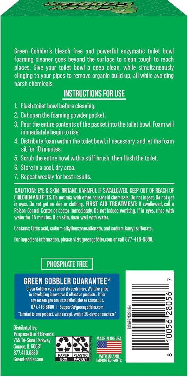 5-In-1 Foaming Toilet Bowl Cleaner + Pipe Build-Up Remover, Enhanced Enzyme Form