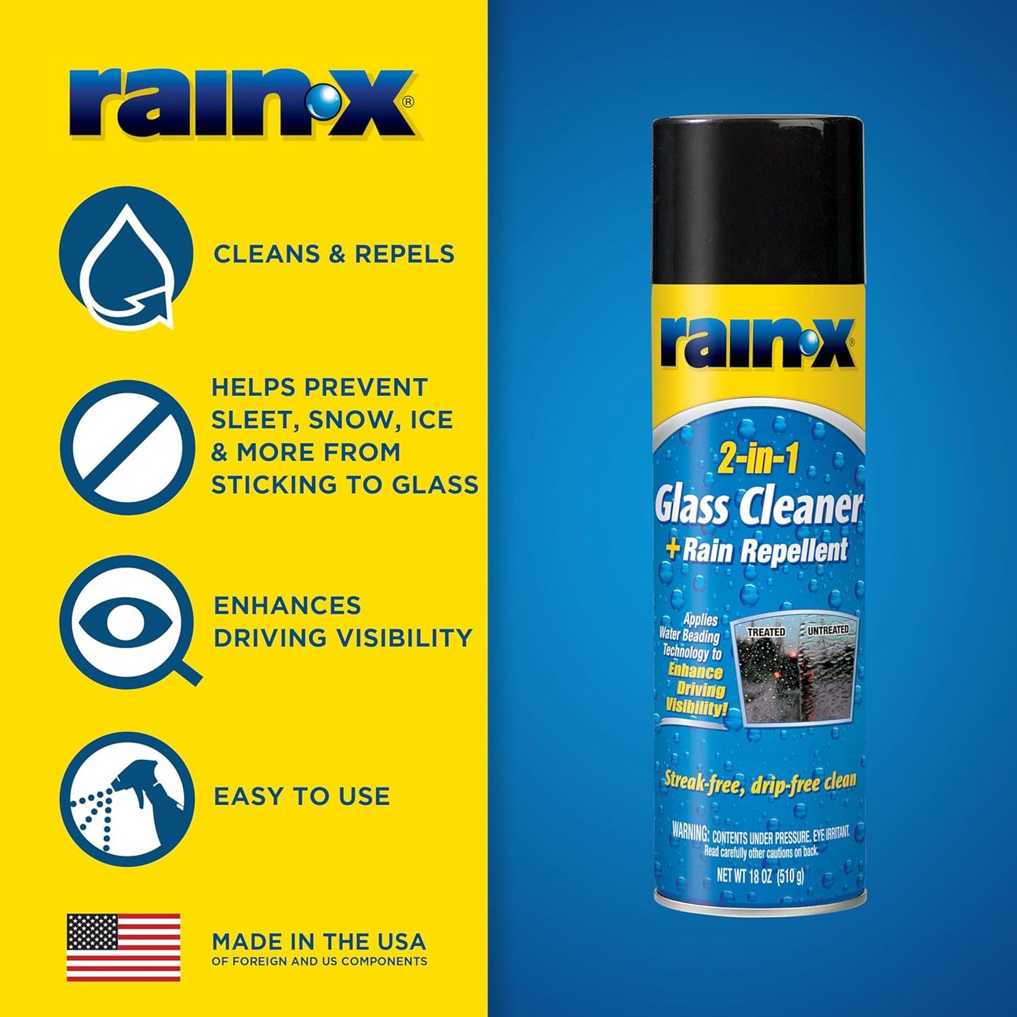 5080233 2-In-1 Glass Cleaner plus Rain Repellent, 18 Ounce , BLUE