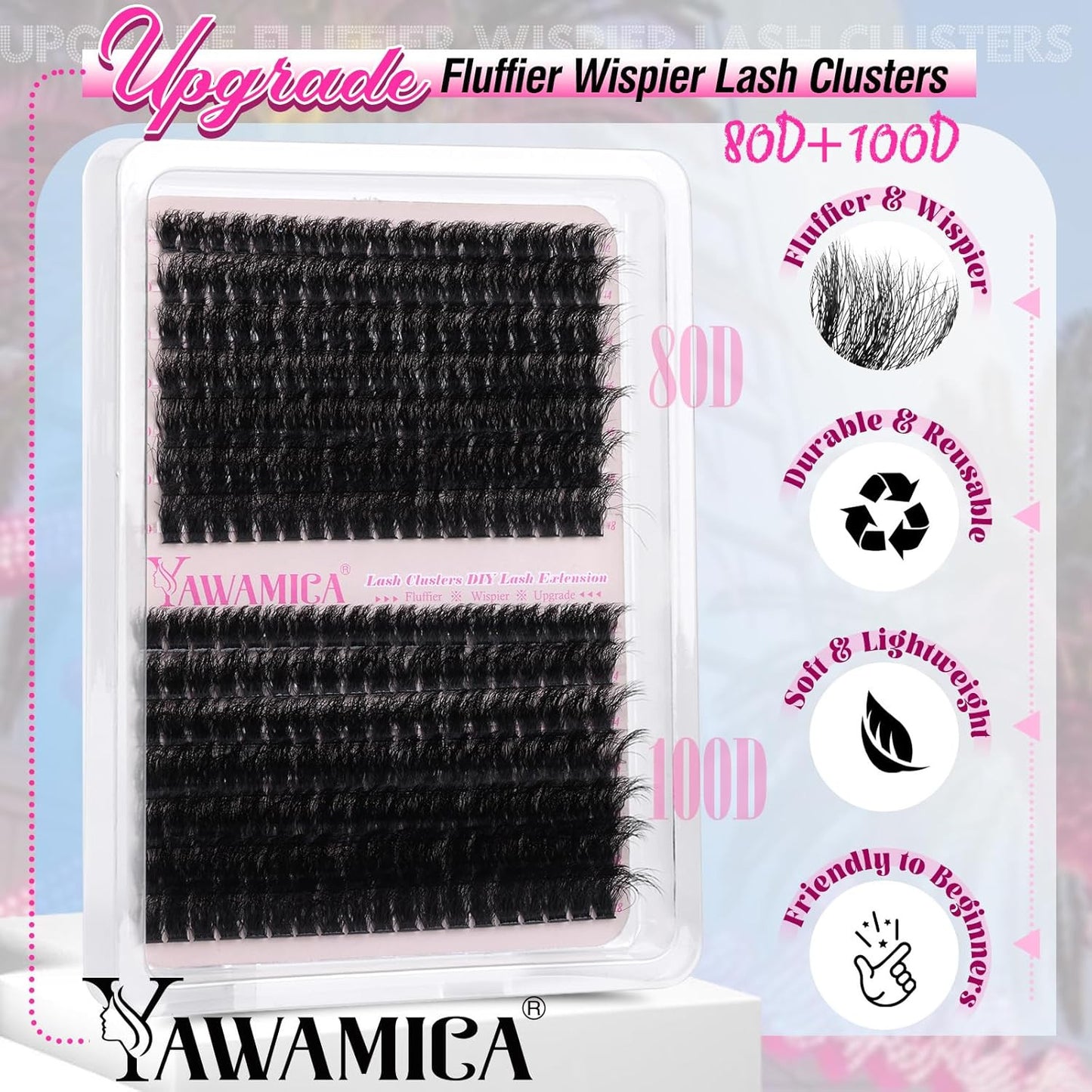 Wispy Eyelash Clusters 12-18Mm Mix 80D 100D Volume Fluffier Cluster Lashes D Cur