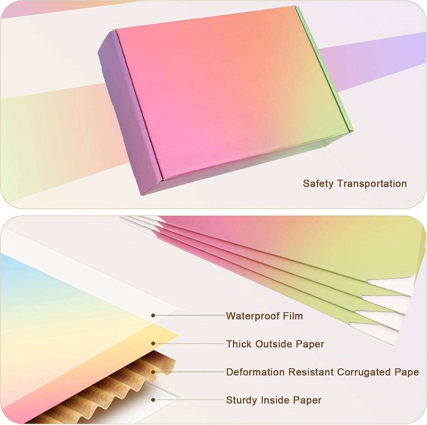 7X5X2 Shipping Boxes Small, 45 Pack Rainbow Corrugated Cardboard Mailer Boxes fo