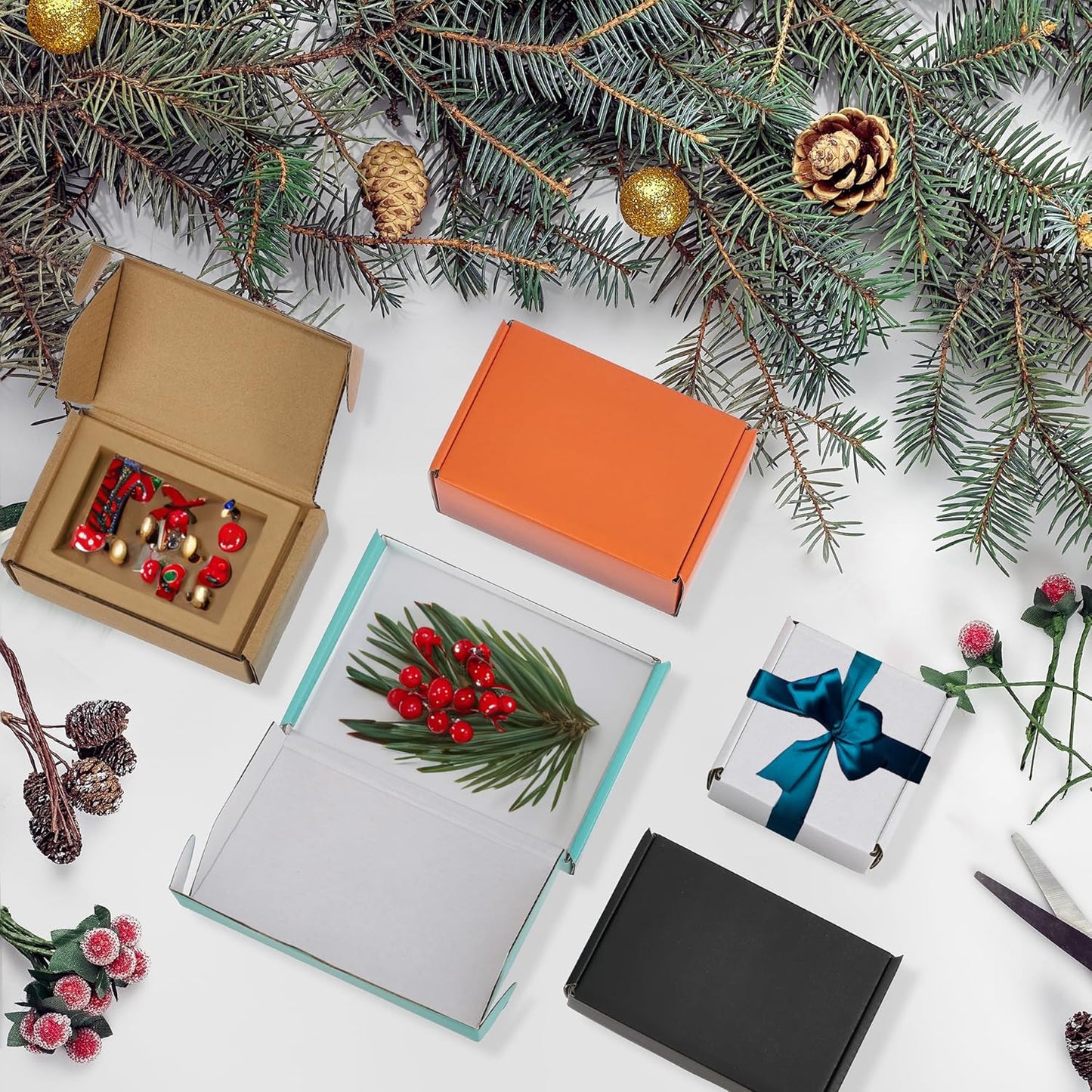 50 Pack 7X5X2 Inches Shipping Boxes, Kraft Corrugated Small Cardboard Boxes Mail
