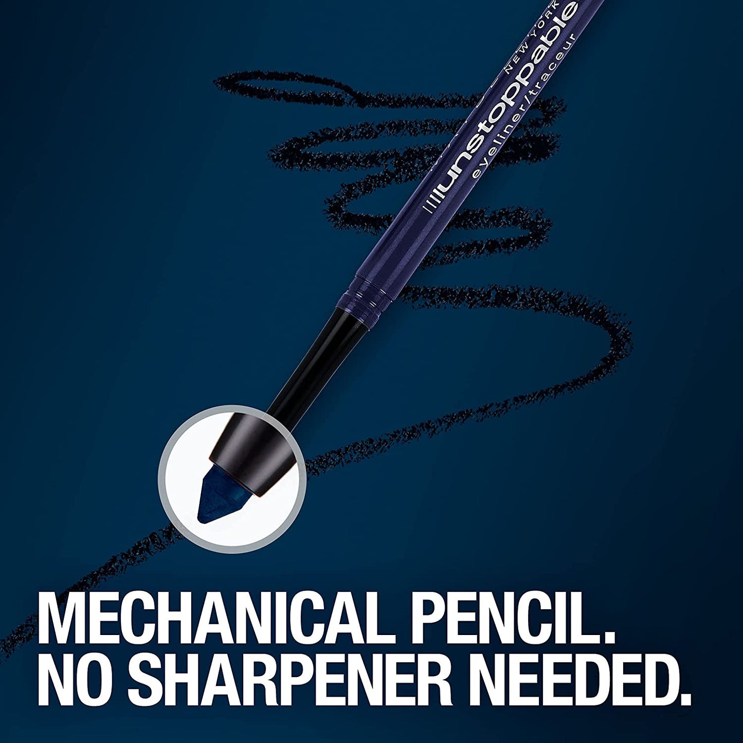 Unstoppable Waterproof Mechanical Black Eyeliner Pencil, Easy to Apply, Smooth G