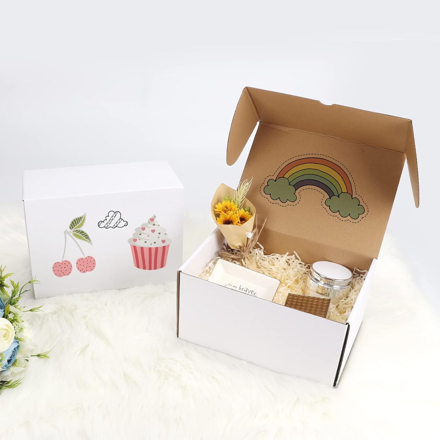 10X7X5 White Shipping Boxes Set of 20, Corrugated Cardboard Mailer Boxes for Pac