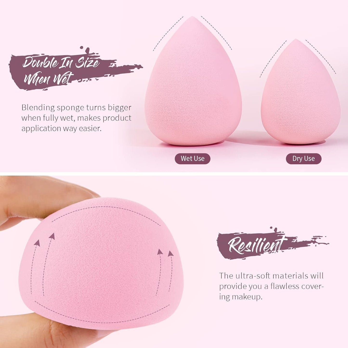 5 Pcs Makeup Sponge Set, Latex-Free Makeup Sponges for Foundation, Multi-Colored