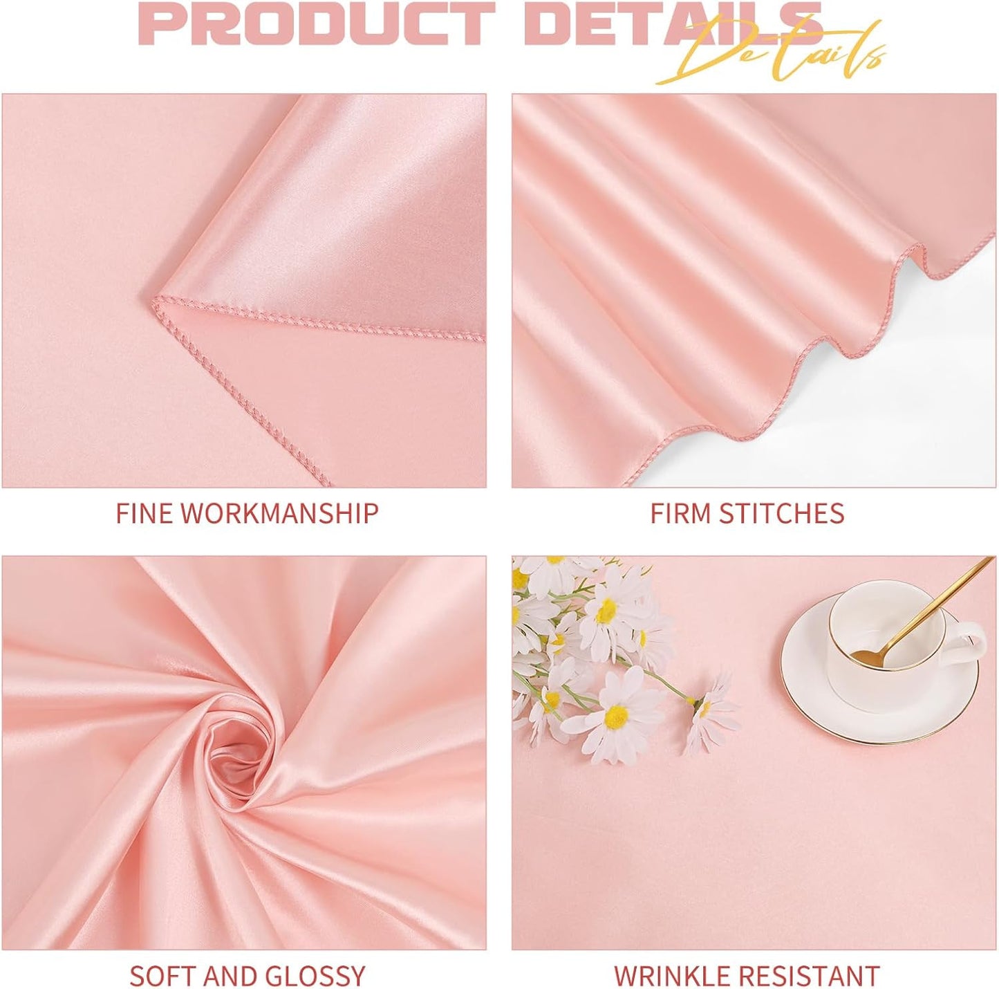 6 Pack Rose Gold round Tablecloth, 120 Inch Rose Gold Satin Fabric Tablecloth fo
