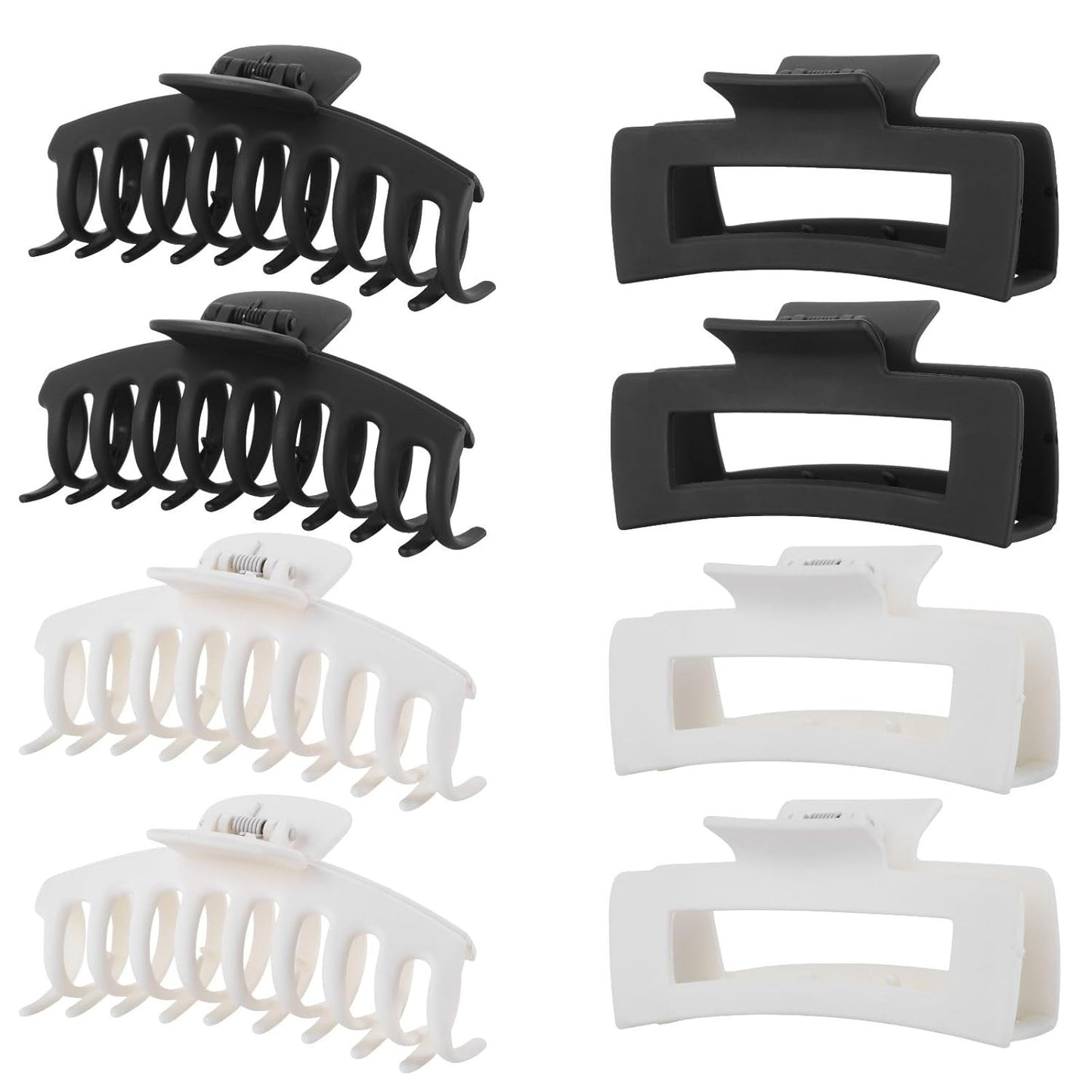 8 Pack White and Black Hair Clips for Women 4.3 Inch Large Hair Claw Clips for W