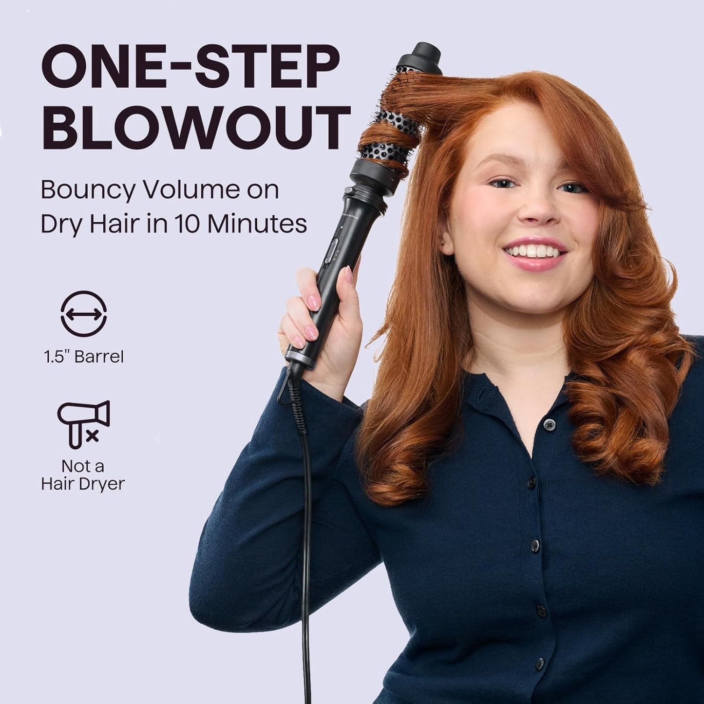 Thermal Brush, 1 1/2 Inch Heated round Brush with Detachable Head, Velvet Pouch