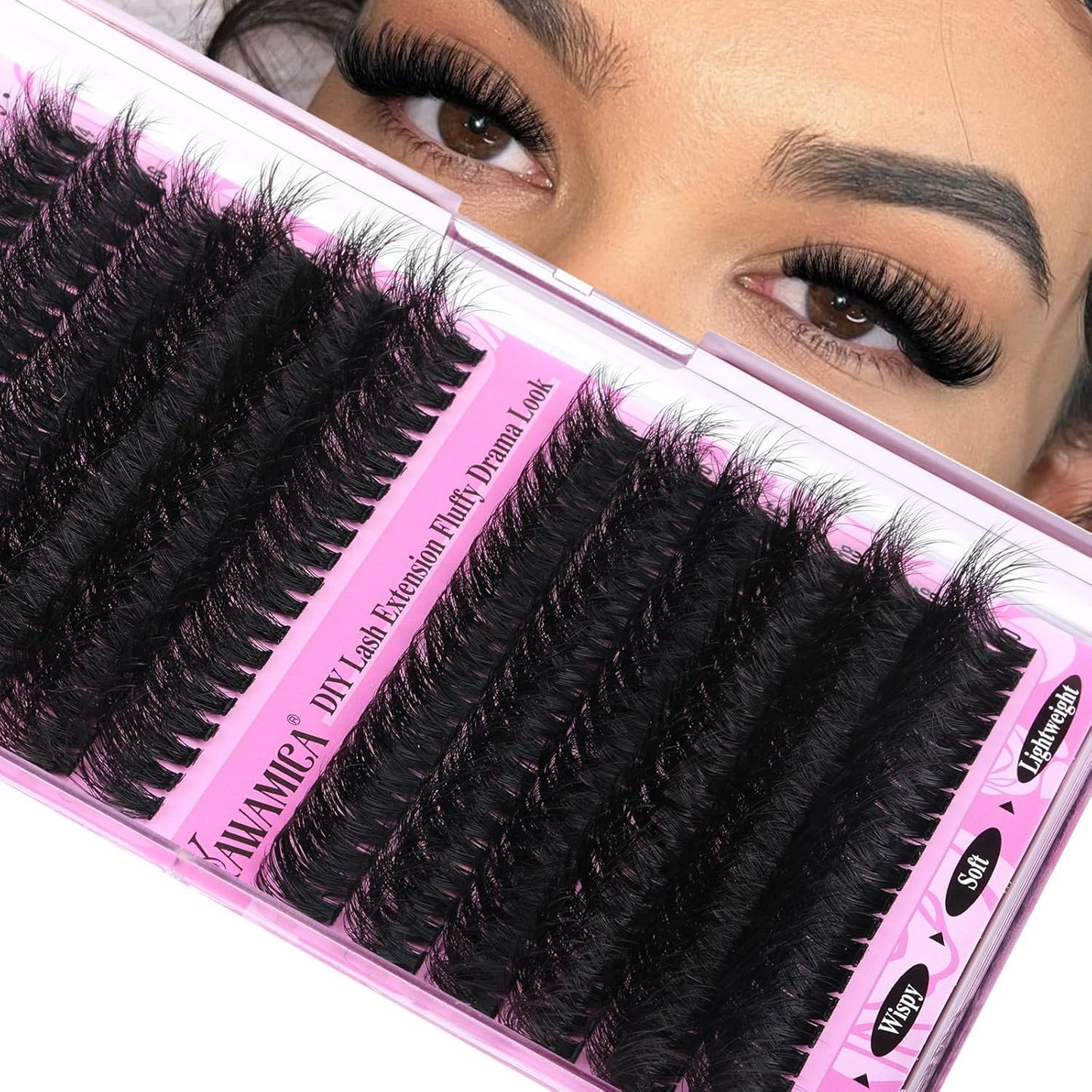 Wispy Individual Lashes Clusters Fluffier Eyelash Extension 150D+200D Thick Volu