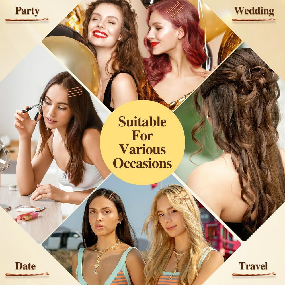 330 PCS Rose Gold Bobby Pins for Women Girls, 2.17 Inch Long Super Grip Blonde