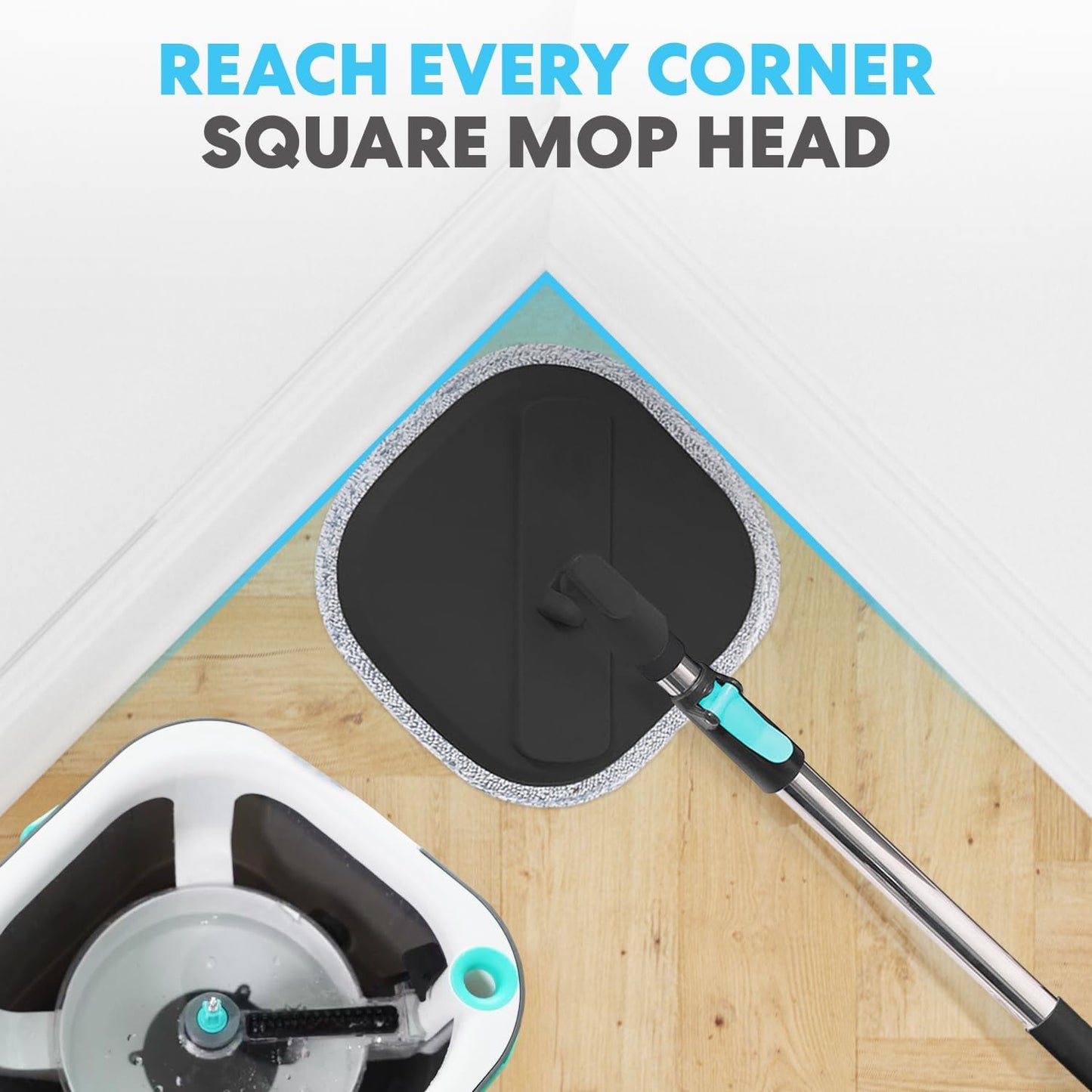 360° Square Spin Mop and Bucket System – Dual Compartment, Separate Clean & Dirt