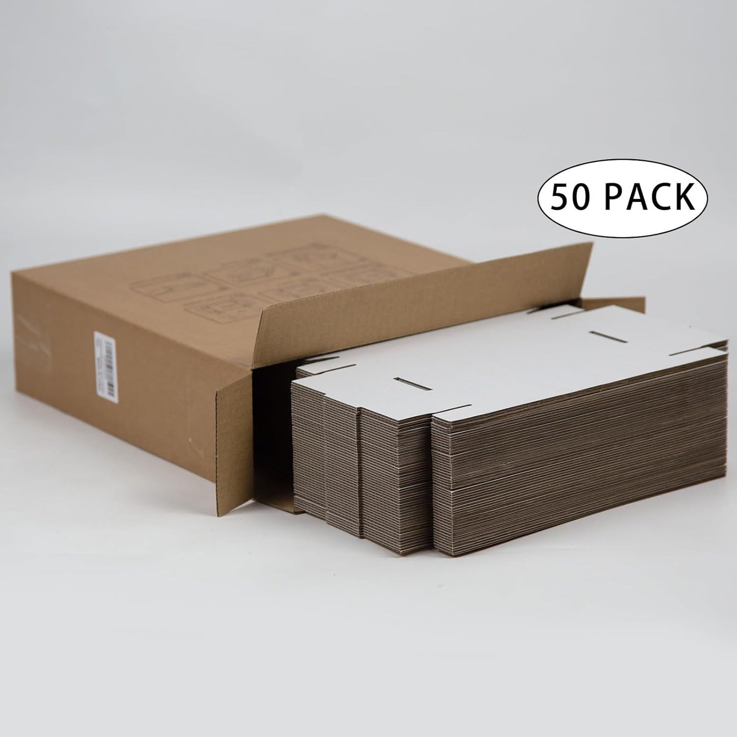50 Pack 7X5X1 Inches Small Shipping Boxes, White Corrugated Cardboard Boxes, Mov